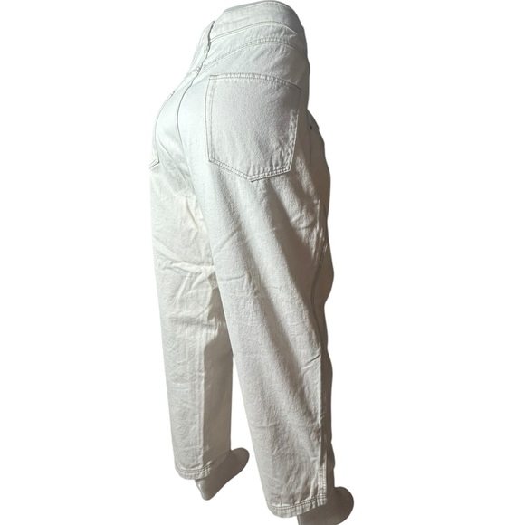 FUTURE COLLECTIVE Women’s Off White Denim Jean with Cross over Button Waist - Picture 7 of 9